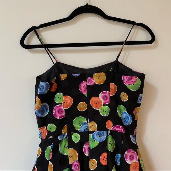 Size 8 Button Print Silk Party Dress - Picture 6 of 10